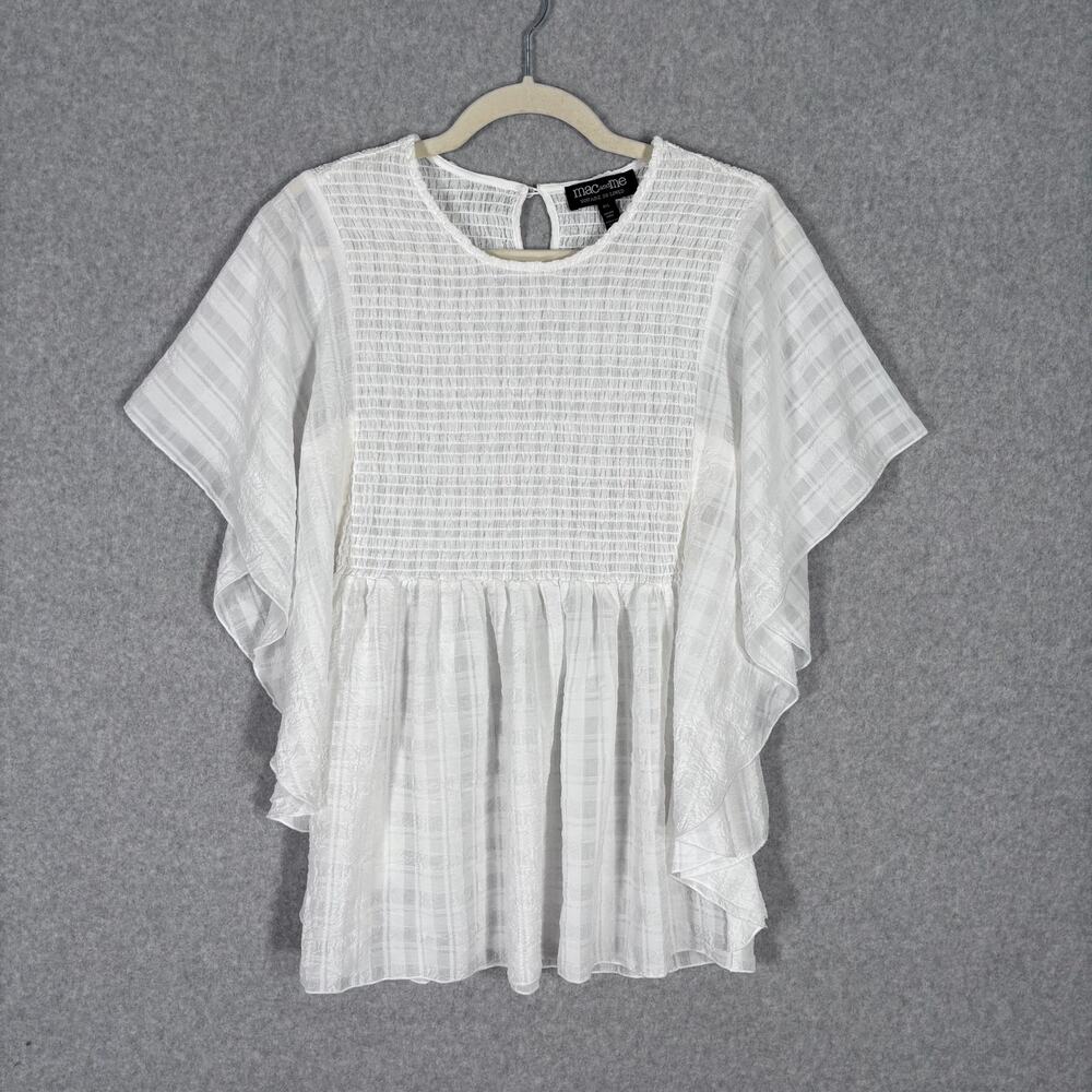 Mac Me Top Small Smocked Gauze Flowy Textured Tiered Coquette Feminine Festival